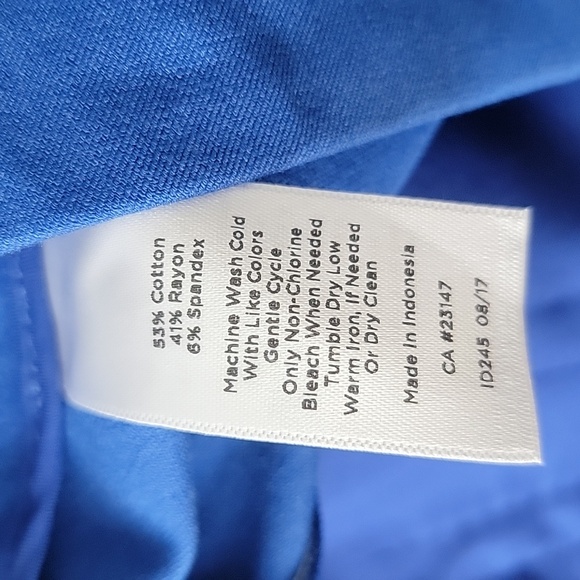 TALBOTS NeW Chatham Royal Blue Flat‎ Front Side Zip Slim Leg Ankle Cropped Pants - Picture 8 of 8